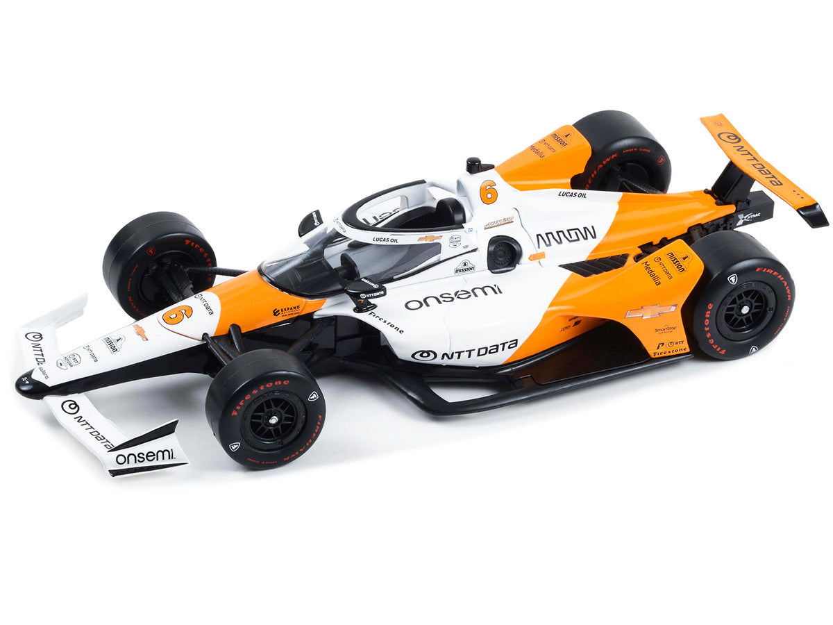 Dallara IndyCar #6 Felix Rosenqvist "NTT DATA" Arrow McLaren "60th Anniversary Triple Crown Accolade Indianapolis 500 Livery" "NTT IndyCar Series" (2023) 1/18 Diecast Model Car by Greenlight-1